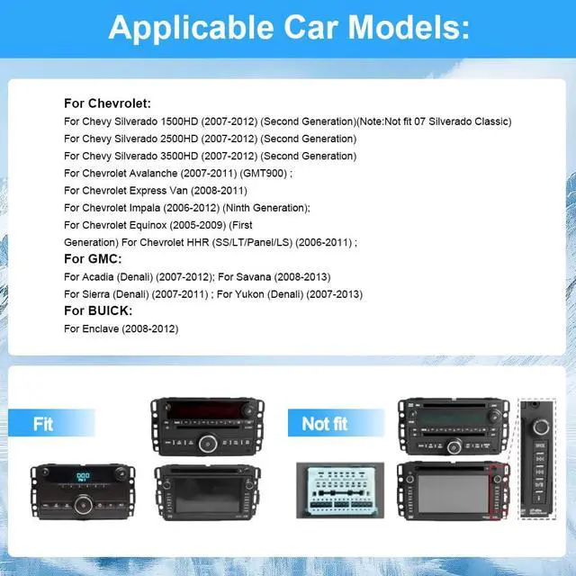 Alt view image 2 of 7 - 8" Touch Screen Radio for Chevy Silverado Tahoe Impala 2007-2013 | Silverado 1500 2500 3500 Stereo GMC Sierra Yukon with CarPlay/Android Auto, DSP/SWC AM FM (2GB+64GB)
