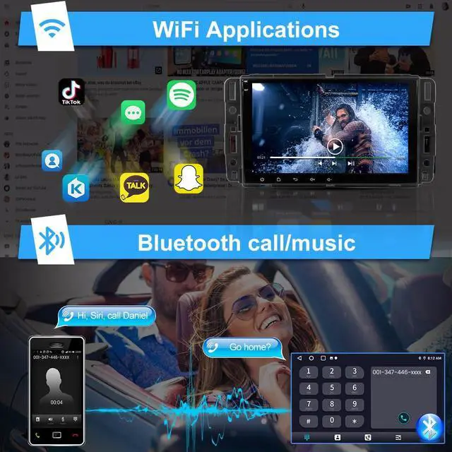 Alt view image 4 of 7 - 8" Touch Screen Radio for Chevy Silverado Tahoe Impala 2007-2013 | Silverado 1500 2500 3500 Stereo GMC Sierra Yukon with CarPlay/Android Auto, DSP/SWC AM FM (2GB+64GB)