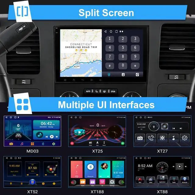 Alt view image 6 of 7 - 8" Touch Screen Radio for Chevy Silverado Tahoe Impala 2007-2013 | Silverado 1500 2500 3500 Stereo GMC Sierra Yukon with CarPlay/Android Auto, DSP/SWC AM FM (2GB+64GB)