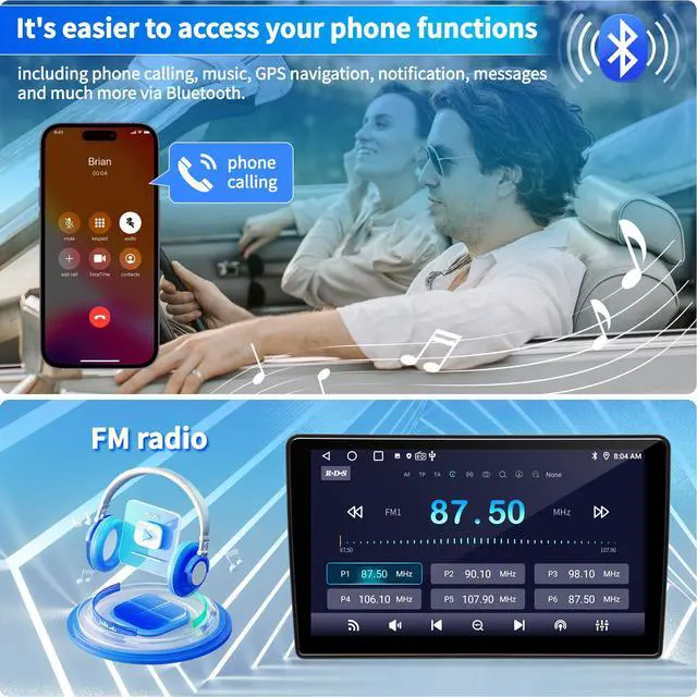 Alt view image 4 of 7 - Car Stereo Radio for Jeep Wrangler JK Compass Grand Cherokee Dodge Ram 1500 | Wireless CarPlay Android Auto, Android 12 OS, 2GB+64GB, 10 inch IPS Touchscreen, GPS Bluetooth AM/FM Headunit, SWC