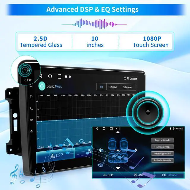 Alt view image 6 of 7 - Car Stereo Radio for Jeep Wrangler JK Compass Grand Cherokee Dodge Ram 1500 | Wireless CarPlay Android Auto, Android 12 OS, 2GB+64GB, 10 inch IPS Touchscreen, GPS Bluetooth AM/FM Headunit, SWC