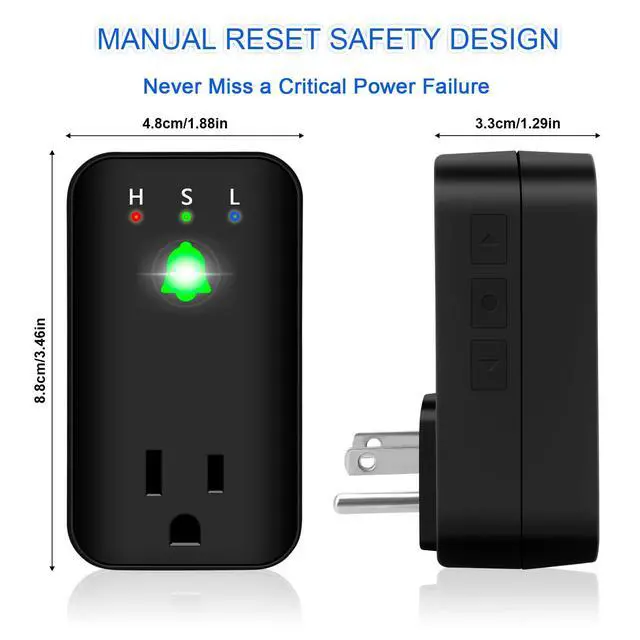 Alt view image 4 of 7 - Power Failure Alarm with WiFi App Notifications, Smart Power Outage Alarm | 110dB Power Outage Alert with LED Indicator for Home Power Monitor, Freezer, GFCI Outlet, Sump Pump, and Greenhouse