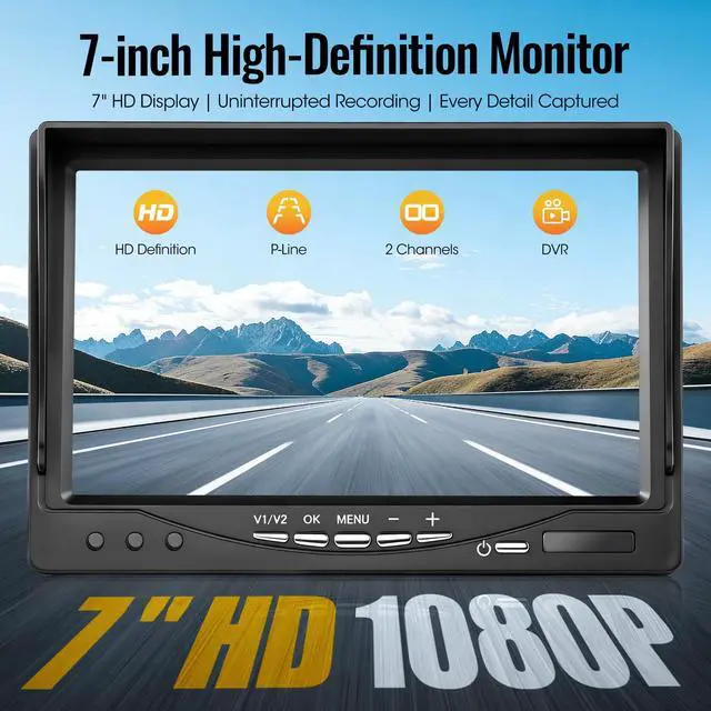 Alt view image 2 of 7 - 7" AHD1080P Wired Backup Camera System, DVR Rear View Camera, IP69 Waterproof IR Night Vision, 20G Vibration-Proof for Trailer/Tractor/Truck/Combine/Caravan/Skid Steer/Heavy Equipment/UTV, Y6