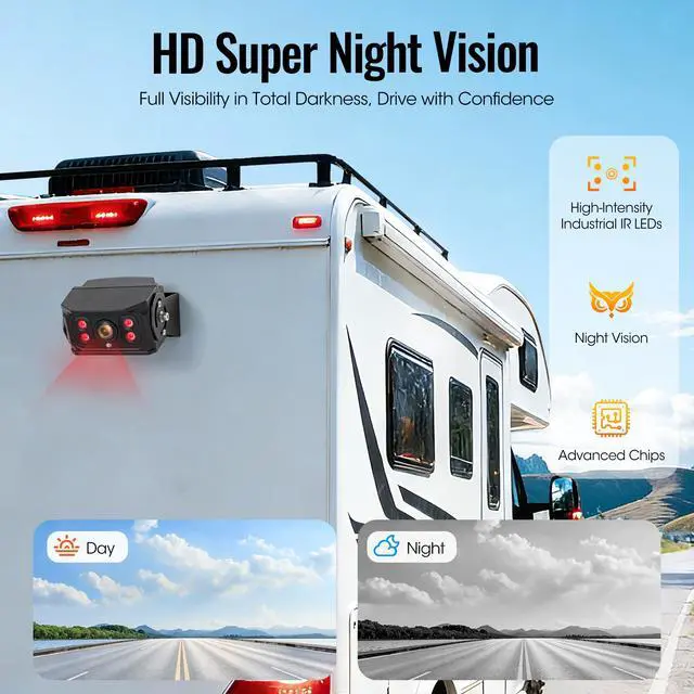 Alt view image 5 of 7 - 7" AHD1080P Wired Backup Camera System, DVR Rear View Camera, IP69 Waterproof IR Night Vision, 20G Vibration-Proof for Trailer/Tractor/Truck/Combine/Caravan/Skid Steer/Heavy Equipment/UTV, Y6