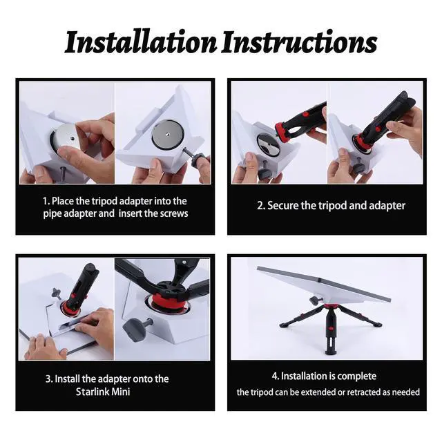 Alt view image 4 of 6 - Starlink Mini Tripod Mount, Starlink Mini Ground Mount Kit, Portable Stand | Starlink Mini Kit Satellite Pole Mount Kit, adjustable height and tilt, tripod adapter, 3 ground spikes, camping and RV use