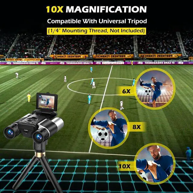Alt view image 7 of 7 - 2 Inch Digital Binoculars Camera 8X Digital Zoom 40MP Photo 2.5K Video | Binoculars for Adults,10x Optical,Digital Binoculars for Bird Watching, Sports, Outdoor Adventures 32GB Memory Card