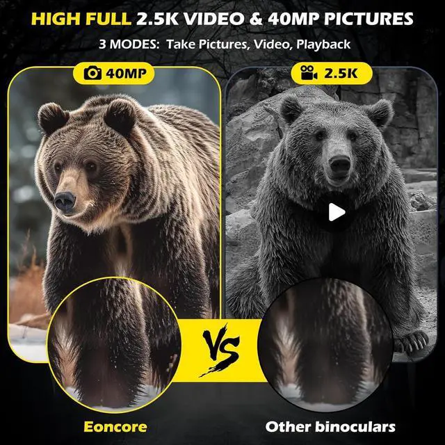 Alt view image 5 of 7 - 2 Inch Digital Binoculars Camera 8X Digital Zoom 40MP Photo 2.5K Video | Binoculars for Adults,10x Optical,Digital Binoculars for Bird Watching, Sports, Outdoor Adventures 32GB Memory Card