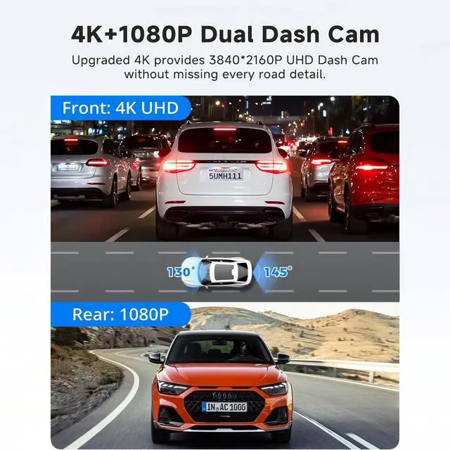 Alt view image 2 of 7 - 4K Mirror Dash Cam,Rear View Mirror Camera with WiFi,Dash Cam Front and Rear for Car,G-Sensor,7/24H Parking Mode,12" Touch Screen,Includes 64GB Card
