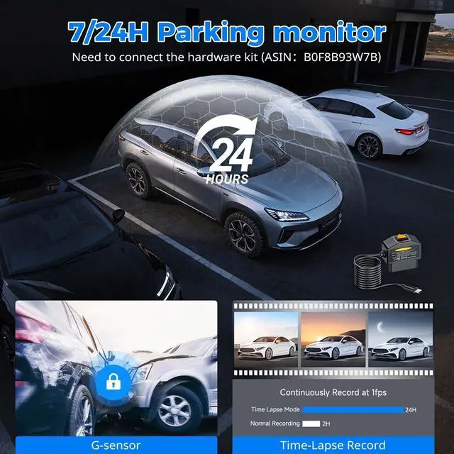 Alt view image 7 of 7 - 4K Mirror Dash Cam,Rear View Mirror Camera with WiFi,Dash Cam Front and Rear for Car,G-Sensor,7/24H Parking Mode,12" Touch Screen,Includes 64GB Card