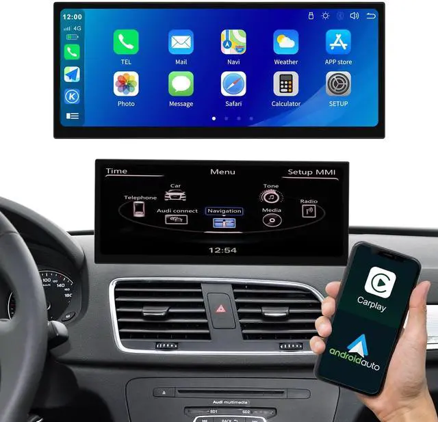 Main image of 12.3" Display Touchscreen Car Radio for Audi Q3 2012-2018 with 3G/2G MMI System Support Wireless Carplay,Android Auto,Mirrorlink,Siri,Bluetooth,GPS