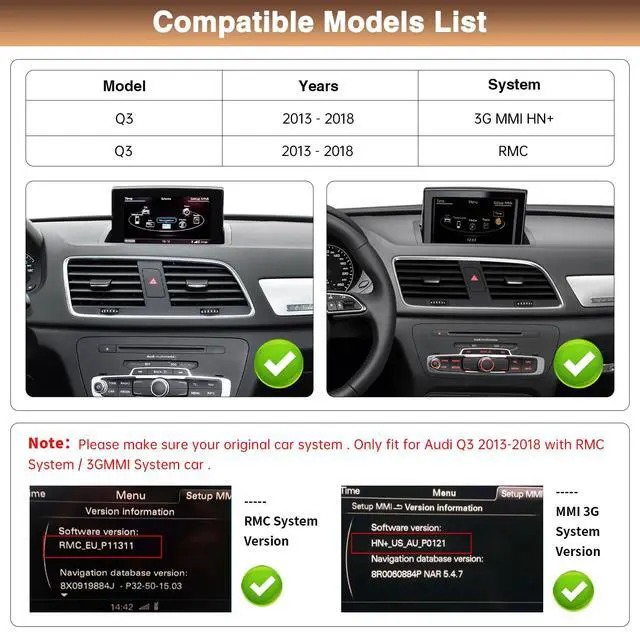 Alt view image 2 of 7 - 12.3" Display Touchscreen Car Radio for Audi Q3 2012-2018 with 3G/2G MMI System Support Wireless Carplay,Android Auto,Mirrorlink,Siri,Bluetooth,GPS