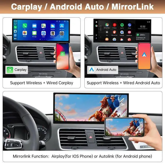 Alt view image 4 of 7 - 12.3" Display Touchscreen Car Radio for Audi Q3 2012-2018 with 3G/2G MMI System Support Wireless Carplay,Android Auto,Mirrorlink,Siri,Bluetooth,GPS