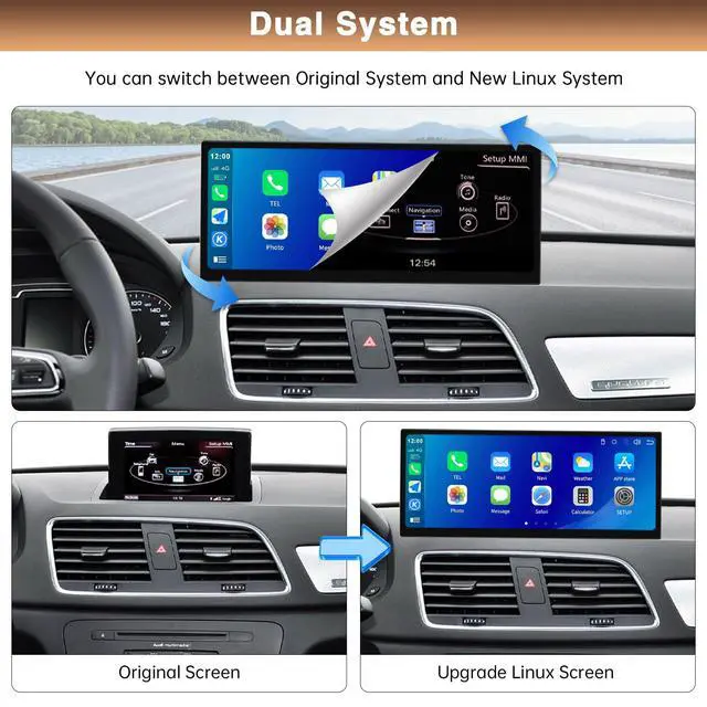 Alt view image 5 of 7 - 12.3" Display Touchscreen Car Radio for Audi Q3 2012-2018 with 3G/2G MMI System Support Wireless Carplay,Android Auto,Mirrorlink,Siri,Bluetooth,GPS