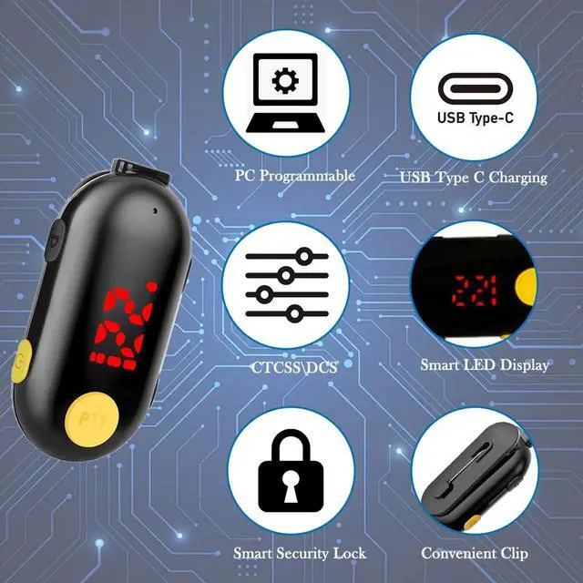 Alt view image 3 of 7 - T-M9 Super Mini Walkie Talkies with Earpieces Mini Two Way Radios | Small Portable FM Transceiver for Security Restaurant Retail Workplace Supermarket Tourism Outdoor Sport, Black 2-Pack