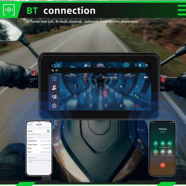 Alt view image 5 of 7 - Motorcycle CarPlay & Android Auto & Bluetooth 6" HD 1440 * 720 Waterproof Apple Car Play Screen for Moto Motorbike, Portable Car Stereo with Mirror Link, Siri, Google Assistant