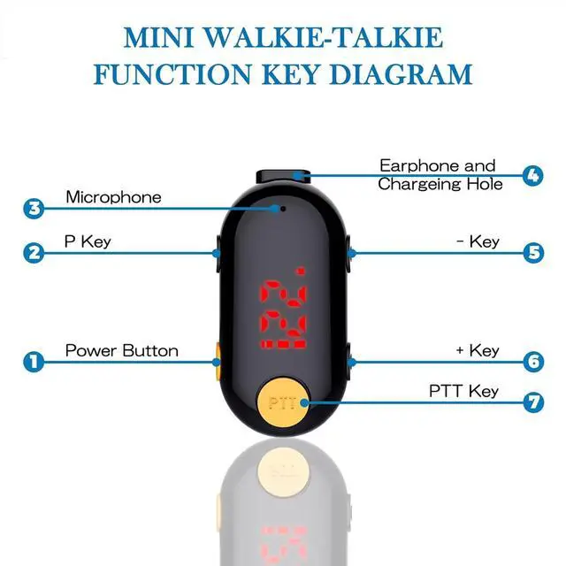 Alt view image 5 of 7 - T-M9 Super Mini Walkie Talkies with Earpieces Mini Two Way Radios | Small Portable FM Transceiver for Security Restaurant Retail Workplace Supermarket Tourism Outdoor Sport, Black 2-Pack