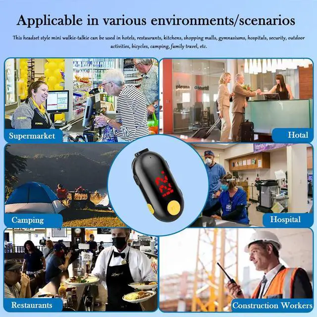 Alt view image 7 of 7 - T-M9 Super Mini Walkie Talkies with Earpieces Mini Two Way Radios | Small Portable FM Transceiver for Security Restaurant Retail Workplace Supermarket Tourism Outdoor Sport, Black 2-Pack