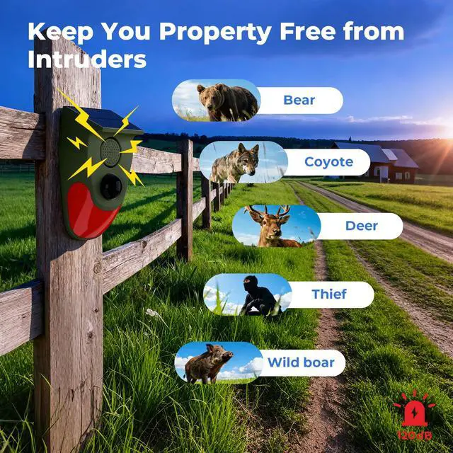 Alt view image 3 of 7 - Solar Powered Motion Sensor Alarm with Remote Control, Driveway Alarm,Waterproof Outdoor Infrared Detector Security Siren, 24H/Day/Night Modes, Anti-Theft Animal Repeller for Garden Farm Yard,4 PCS