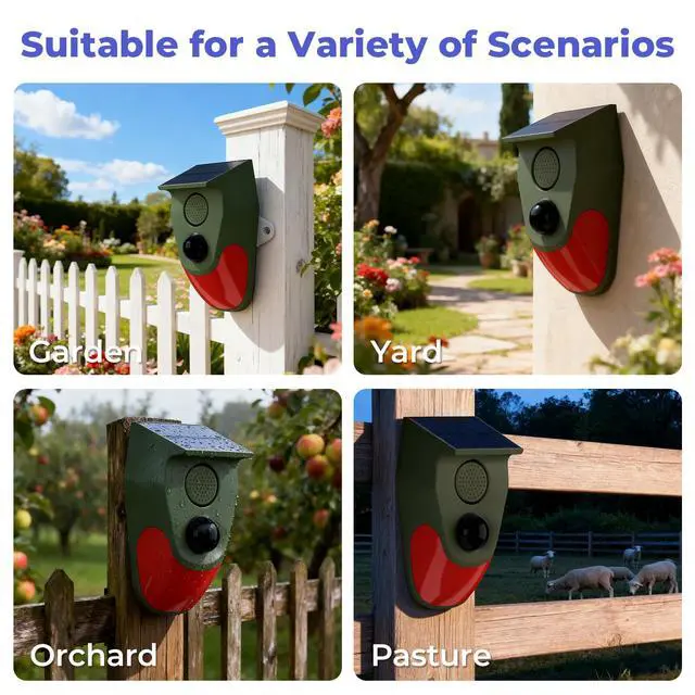 Alt view image 7 of 7 - Solar Powered Motion Sensor Alarm with Remote Control, Driveway Alarm,Waterproof Outdoor Infrared Detector Security Siren, 24H/Day/Night Modes, Anti-Theft Animal Repeller for Garden Farm Yard,4 PCS