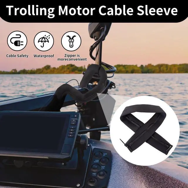 Alt view image 6 of 7 - 2PCS 48-Inch Trolling Motor Cable Sleeve,Zippered Rigging Sleeve,Made of Neoprene Thick Trolling Motor Sleeve,Great for Cover Wire and Extension Cords, Organized Cable Management (Black)