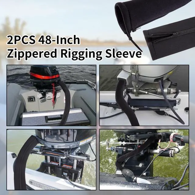 Alt view image 5 of 7 - 2PCS 48-Inch Trolling Motor Cable Sleeve,Zippered Rigging Sleeve,Made of Neoprene Thick Trolling Motor Sleeve,Great for Cover Wire and Extension Cords, Organized Cable Management (Black)