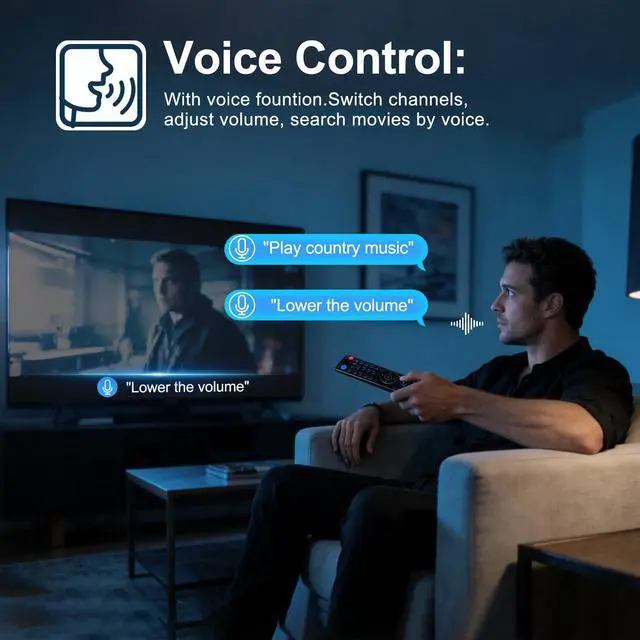 Alt view image 3 of 7 - Voice Backlight Remote Control Replacement Compatible for vSeeBox V5 Pro,3 Pro, V3 Plus