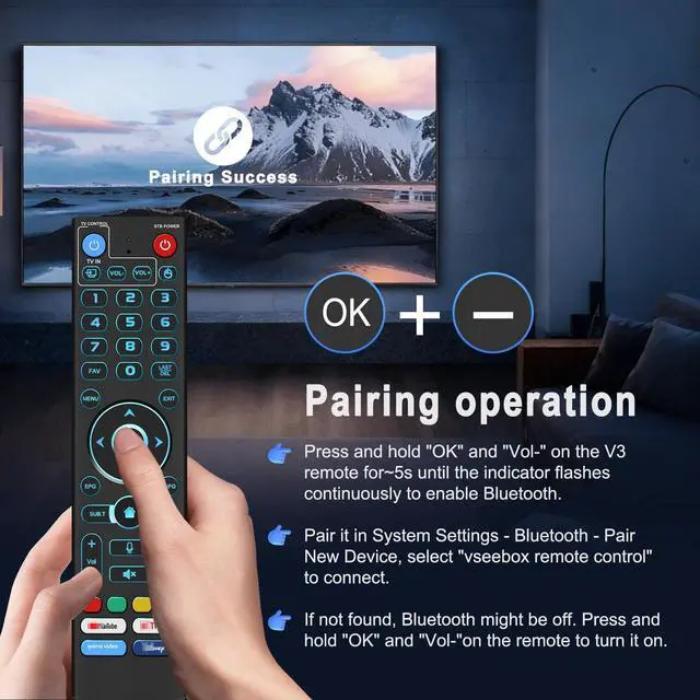 Alt view image 5 of 7 - Voice Backlight Remote Control Replacement Compatible for vSeeBox V5 Pro,3 Pro, V3 Plus