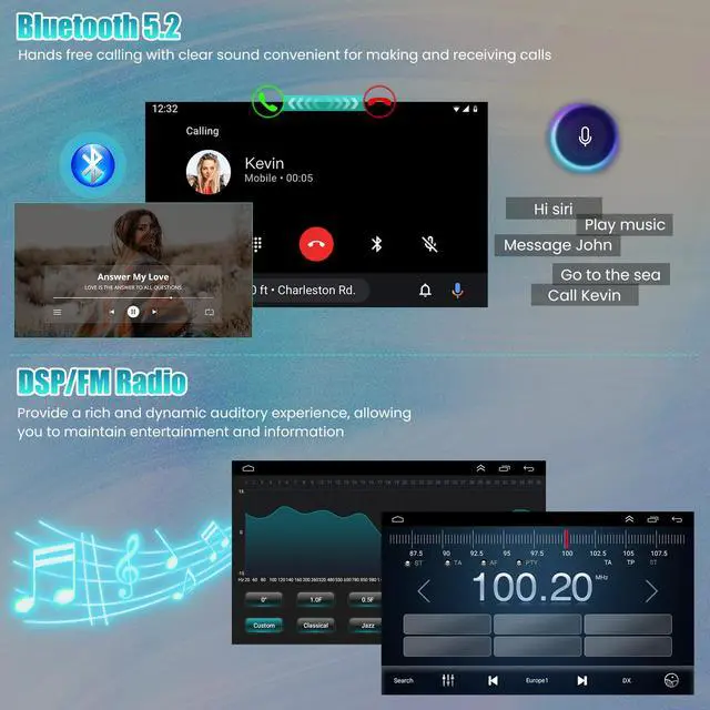 Alt view image 5 of 7 - 8Core Car Stereo for Jeep Grand Cherokee 2008-2013 & Dodge Durango 2011-2013, 2GB+64GB 7" Touch Screen Car Radio with Wireless Carplay Android Auto GPS Navigation FM Camera Bluetooth RDS Mirror Link