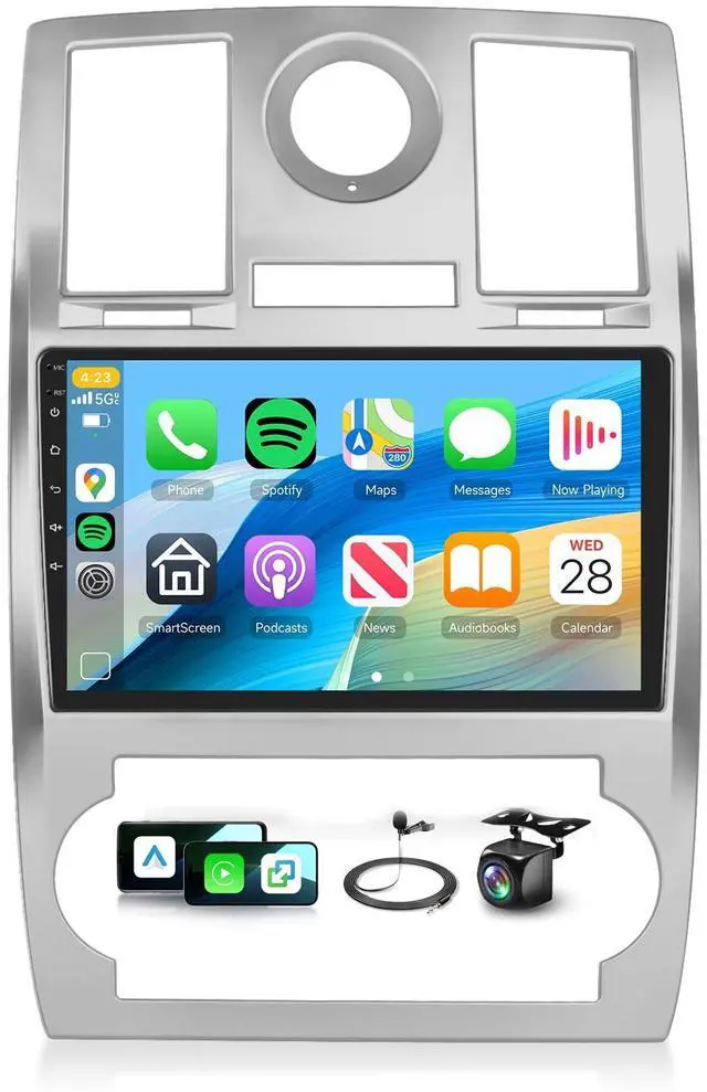 Main image of 2+64G Car Radio Stereo for Chrysler 300 300C 2004-2011 with Wireless Carplay/Android Auto,Android Car Stereo 9 Touch Screen GPS Navigation DSP 5G WiFi Bluetooth FM/RDS Mirror Link SWC+Backup Camera