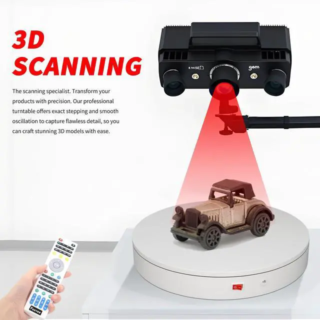 Alt view image 6 of 7 - Remote-Controlled Motorized Electric Turntable,Rotating Display Stand,Speed-Adjustable Rotating Platform,Multi-Mode 360° Photography Turntable for 3D Scan,Photography,Showcase(12.6inch/White)