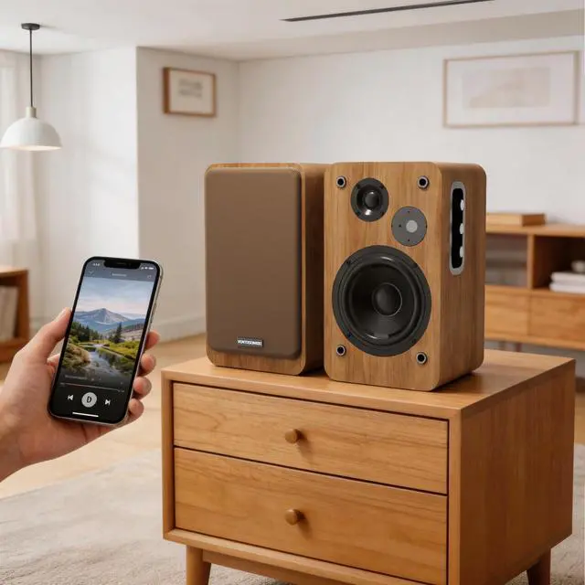 Alt view image 5 of 7 - Powered Bookshelf Speakers - Studio Monitor Bookshelf Speakers 36W RMS - Active Bookshelf Speakers,BT 5.4 Wireless Speakers USB Digital Audio Studio Monitors Compatible with Turntable,Record Player,PC