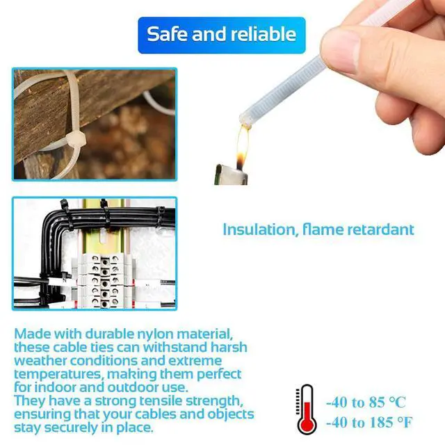 Alt view image 6 of 6 - 1000pcs 8Inch Nylon Zip Ties, 50 Pounds Tensile Strength, Black Cable Tie, Industrial Grade, UV Resistant,Heavy Duty,for Home,Garden Trellis,Office,Garage and Workshop