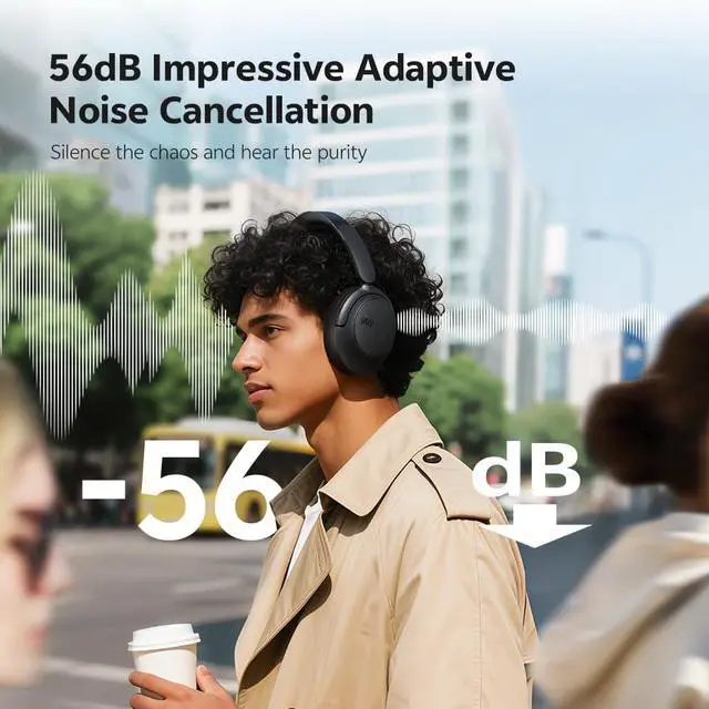 Alt view image 2 of 7 - H3S Adaptive Active Noise Cancelling Headphones, Hi-Res Audio LDAC | 102H Playtime, Fast Charging, 360° Spatial Sound, Dual Connection, Bluetooth 6.0