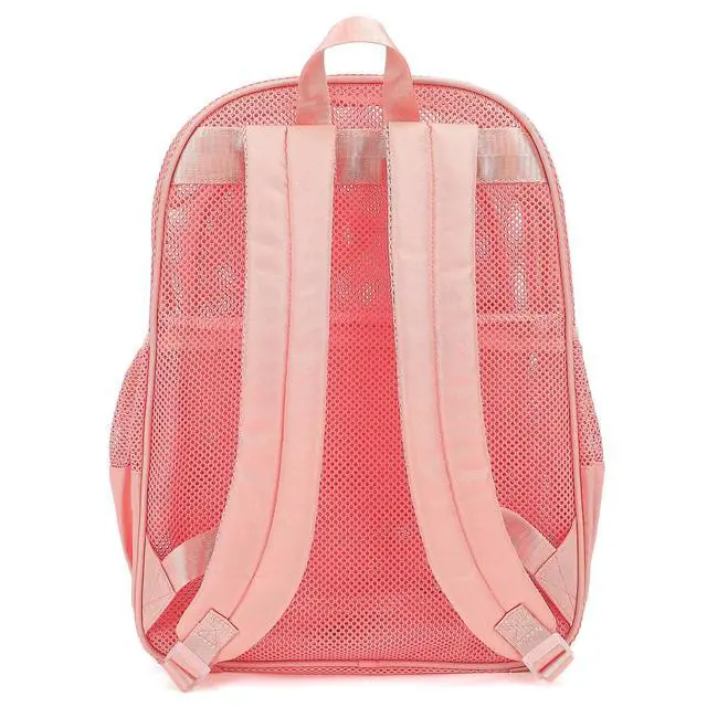Alt view image 7 of 7 - Mesh Bacpack Heavy Duty for School, Lightweight See Through College Backpack for Work Beach Sports (Pink), Large