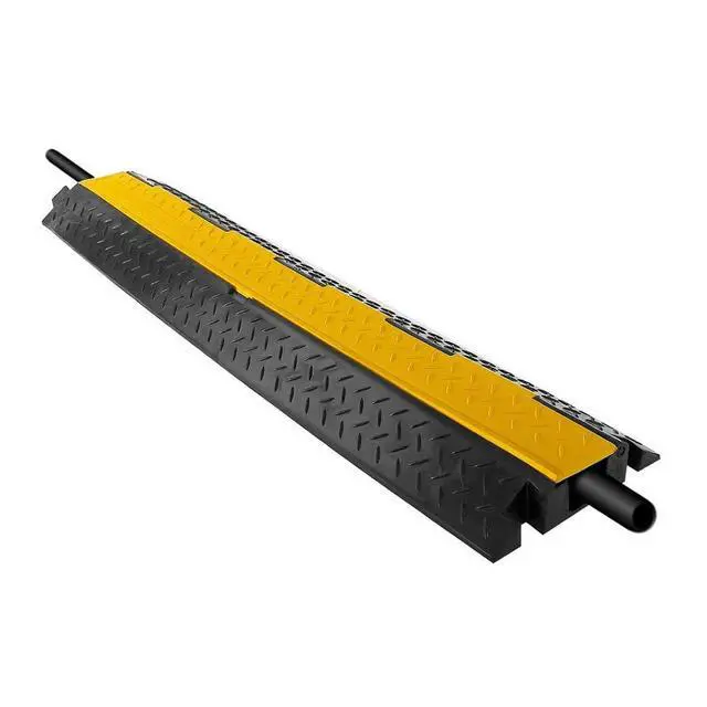 Alt view image 4 of 7 - Durable 40 Cable Protector Ramp - Supports 33,000lbs, Three-Channel Heavy Duty Cord Cover with Interlocking System & Flip-Open Lid for Safe Concealment of Cords, Hoses & Wires Indoors/Outdoors