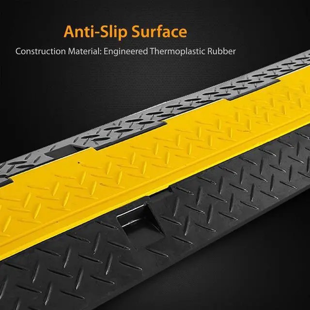 Alt view image 3 of 7 - Durable 40 Cable Protector Ramp - Supports 33,000lbs, Three-Channel Heavy Duty Cord Cover with Interlocking System & Flip-Open Lid for Safe Concealment of Cords, Hoses & Wires Indoors/Outdoors