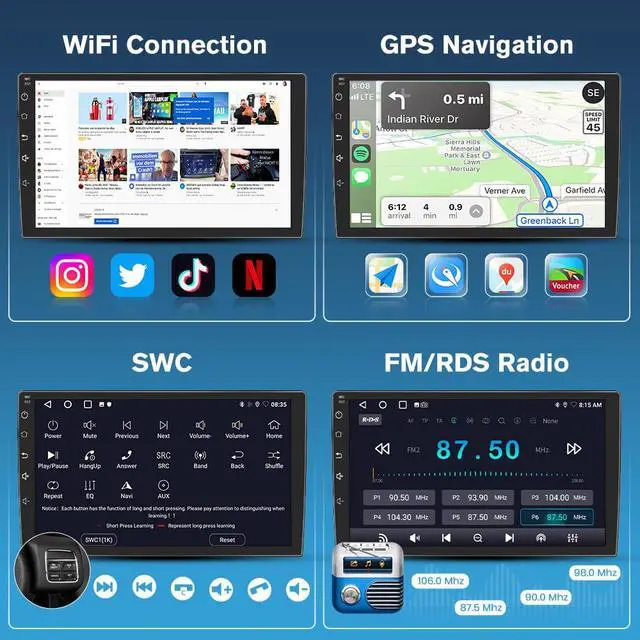 Alt view image 6 of 7 - Car Radio Stereo for Subaru Forester 2015-2018 CarPlay/Android Auto | 5G WiFi Suitable for Factory Sounds System,Wireless CarPlay/Android Auto,GPS DSP RDS,Upgrade BT 5.0 AM/FM