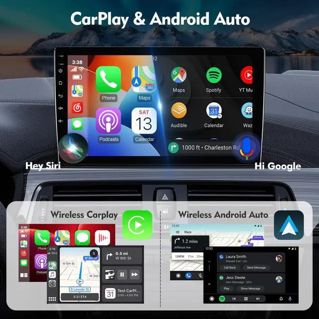 Alt view image 3 of 7 - 9 Inch IPS Touchscreen Android 13 Car Stereo for Subaru Outback Legacy 2015-2018 with Wireless CarPlay & Android Auto 2+32GB Car Radio, Support WiFi 6, Bluetooth 5.4, FM, Backup Camera, SWC