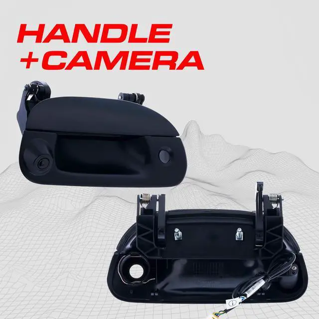 Alt view image 2 of 7 - Black Tailgate Handle with Backup Camera Replacement for Ford F150, F250, F350, F450, F550 (1997-2007) | IP68 Waterproof | Parking Grid Lines Available | Easy to Install
