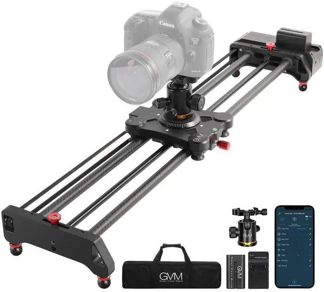 Main image of GVM Motorized Camera Slider,31" Wireless Carbon Fiber Dolly Rail Camera Slider with APP Control, Motorized Time Lapse and Video Shot Follow Focus Shot and 120 Degree Panoramic Shooting