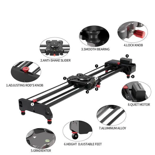 Alt view image 2 of 7 - GVM Motorized Camera Slider,31" Wireless Carbon Fiber Dolly Rail Camera Slider with APP Control, Motorized Time Lapse and Video Shot Follow Focus Shot and 120 Degree Panoramic Shooting