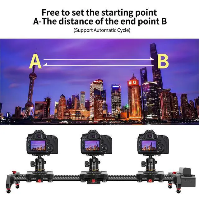 Alt view image 5 of 7 - GVM Motorized Camera Slider,31" Wireless Carbon Fiber Dolly Rail Camera Slider with APP Control, Motorized Time Lapse and Video Shot Follow Focus Shot and 120 Degree Panoramic Shooting
