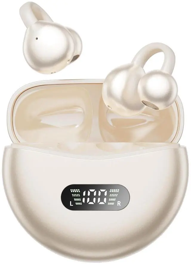 Main image of Clip On Earbuds Open Ear Ear Buds Wireless Bluetooth 5.4 Headphones,48H Playtime,IPX6 Waterproof,Touch Control,Comfortable for Workouts and Daily Use (Skin)