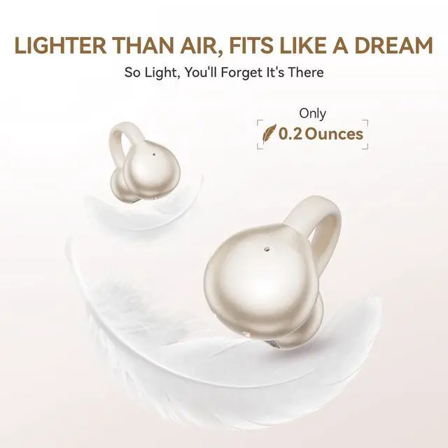 Alt view image 4 of 7 - Clip On Earbuds Open Ear Ear Buds Wireless Bluetooth 5.4 Headphones,48H Playtime,IPX6 Waterproof,Touch Control,Comfortable for Workouts and Daily Use (Skin)
