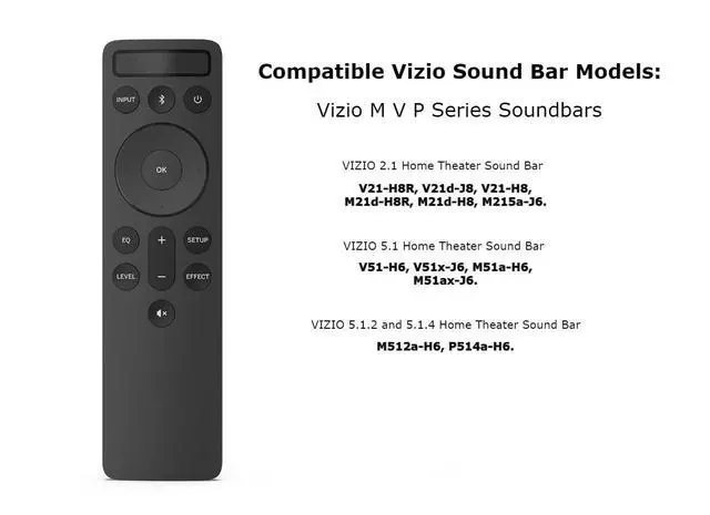 Alt view image 3 of 7 - Original Replacement Bluetooth Backlit Display Soundbar Remote for VIZIO Home Audio Sound System V21-H8R V21d-J8 V51-H6 V51x-J6 M21D-H8R M21D-H8 M512-H6 M51a-H6 M512a-H6 M51AX-J6 P514A-H6(Model - D51)