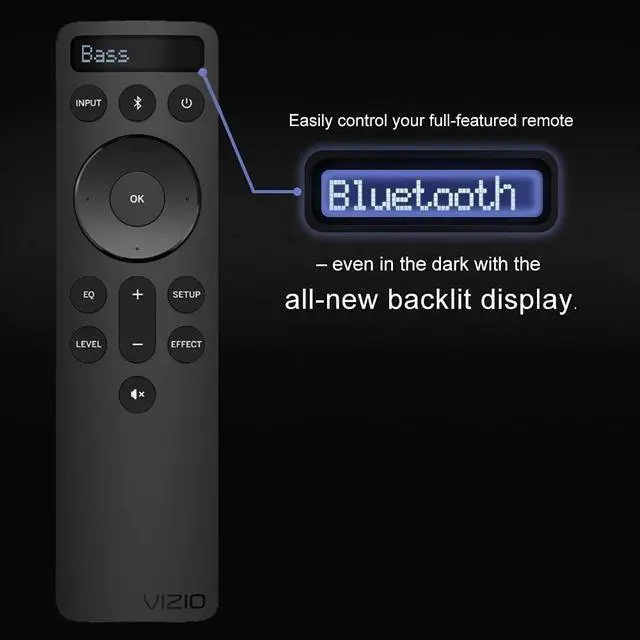 Alt view image 6 of 7 - Original Replacement Bluetooth Backlit Display Soundbar Remote for VIZIO Home Audio Sound System V21-H8R V21d-J8 V51-H6 V51x-J6 M21D-H8R M21D-H8 M512-H6 M51a-H6 M512a-H6 M51AX-J6 P514A-H6(Model - D51)