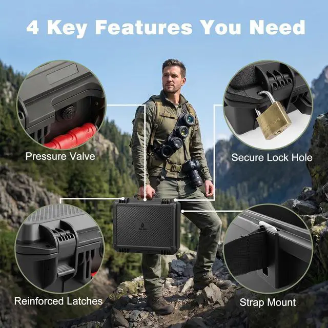 Alt view image 6 of 7 - Starlink Mini Case, Waterproof Hard Case Fits Starlink Mini Accessories | Crushproof with Precision Cut Foam, Starlink Mini Storage Case with Shoulder Strap for Outdoor Travel Camping, RV Accessories