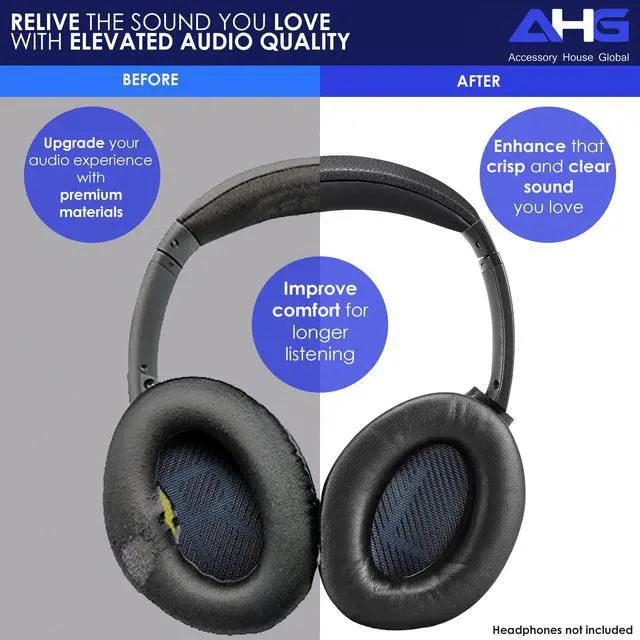 Alt view image 5 of 7 - SoundLink AE2 Ear Pads and SoundLink AE2 Headband Cushion Compatible with Bose SoundLink Around-Ear 2 (AE2) Headphones (Black). Seamless DIY Fit | Extra Thick | 3D Printed