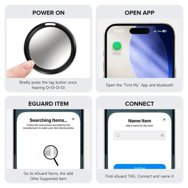 Alt view image 5 of 7 - Air Tracker Tags-4 Pack, Item Finder Works with Apple Find My (iOS Only) App, Smart Air Tag Keys Finder and Item Locator for Keys, Bags, Luggage, Wallet