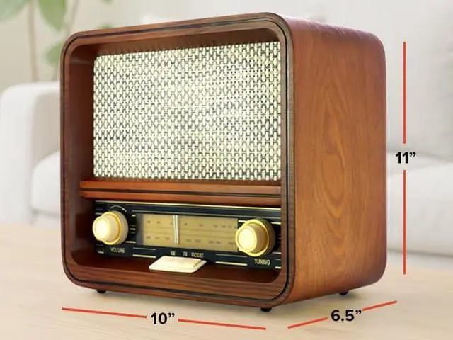 Alt view image 2 of 7 - Fuse RAD Vintage Wood Retro Radio | AM/FM Radio with Bluetooth, Wireless Charger & AUX Input | Mid Century Modern Style | Handcrafted Ashtree Wood